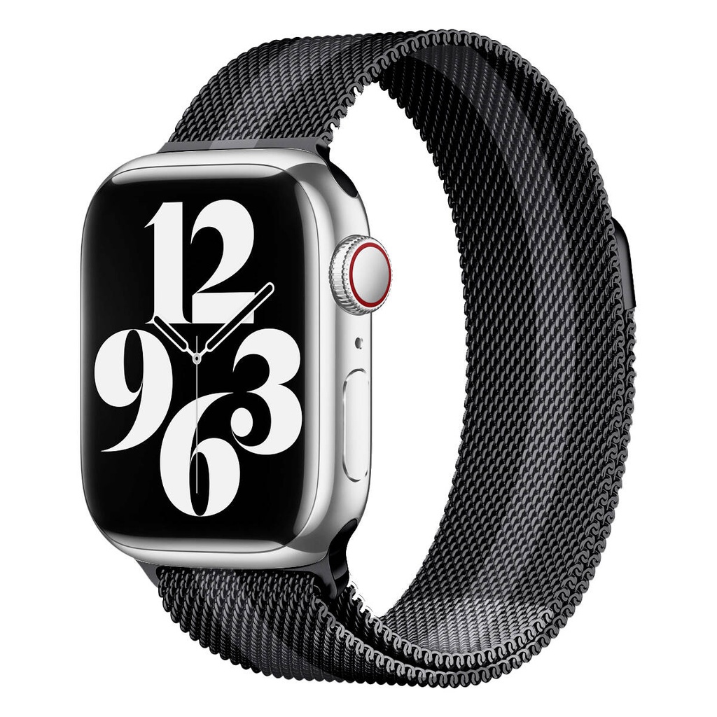Apple Watch 44mm Uyumlu Kordon Hasır Metal Mıknatıslı Örgü Zore KRD-01 Kayış