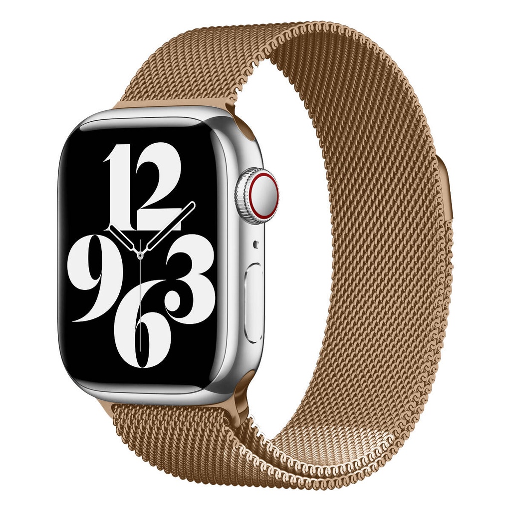 Apple Watch 44mm Uyumlu Kordon Hasır Metal Mıknatıslı Örgü Zore KRD-01 Kayış