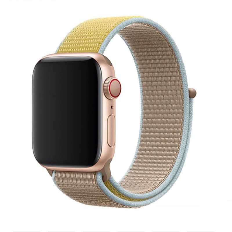 Apple Watch 42mm Uyumlu Kordon Hasır Örgü Cırt Cırtlı Terletmeyen Zore KRD-03 Kumaş Kayış