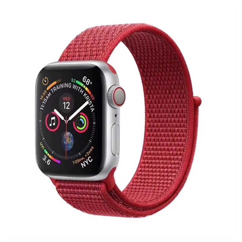 Apple Watch 42mm Uyumlu Kordon Hasır Örgü Cırt Cırtlı Terletmeyen Zore KRD-03 Kumaş Kayış