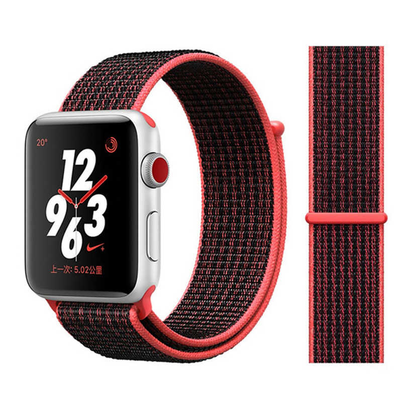 Apple Watch 40mm Uyumlu Kordon Hasır Örgü Cırt Cırtlı Terletmeyen Zore KRD-03 Kumaş Kayış