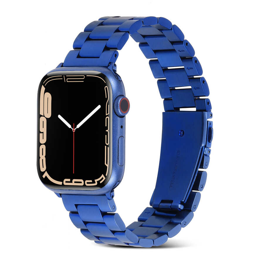 Apple Watch 38mm Uyumlu Kordon Paslanmaz Metal Baklalı Tasarım KRD-04 Kayış