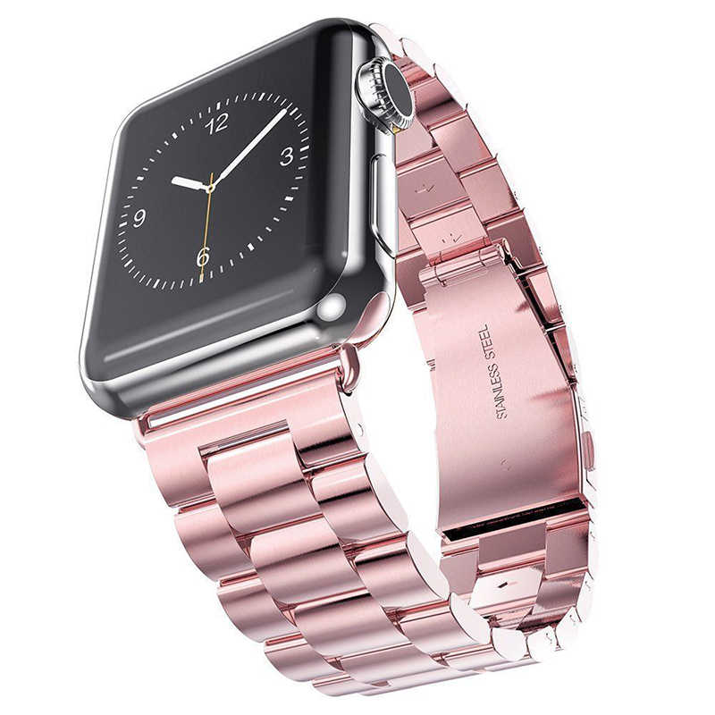 Apple Watch 38mm Uyumlu Kordon Paslanmaz Metal Baklalı Tasarım KRD-04 Kayış