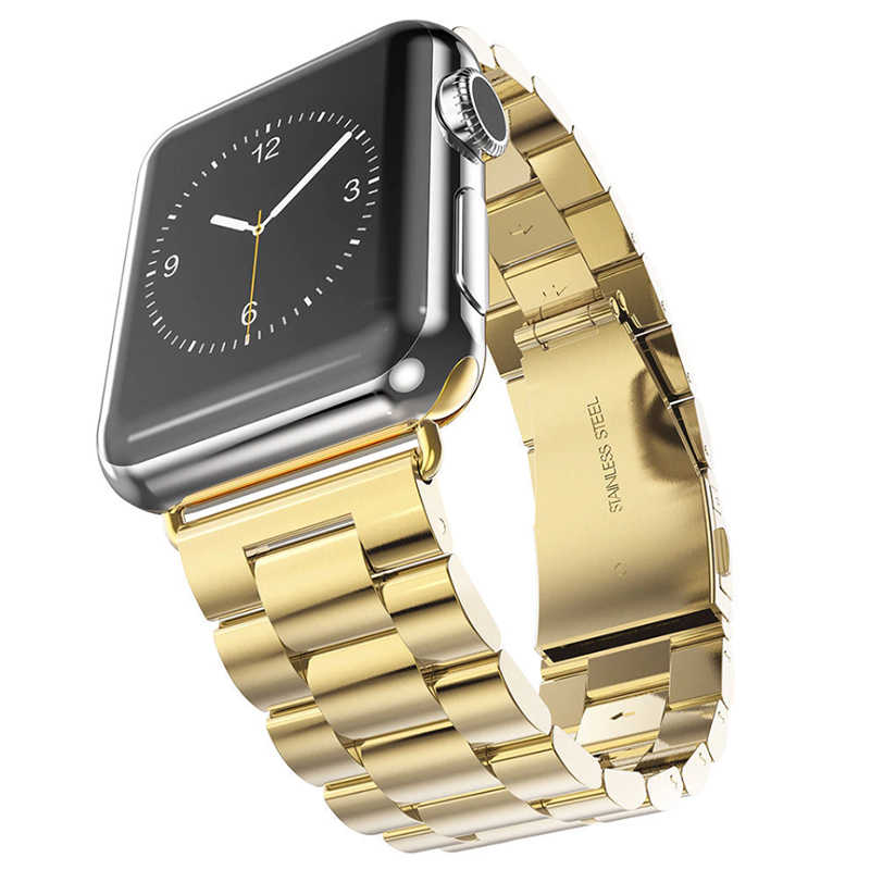 Apple Watch 38mm Uyumlu Kordon Paslanmaz Metal Baklalı Tasarım KRD-04 Kayış