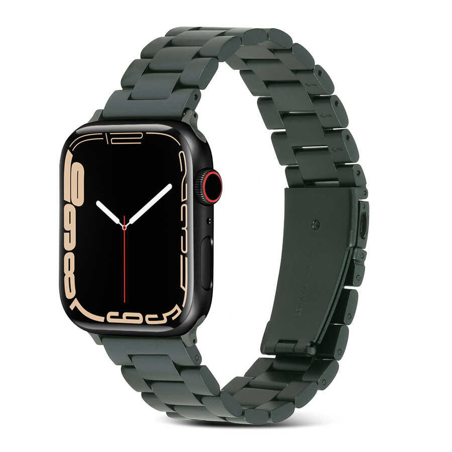 Apple Watch 42mm Uyumlu Kordon Paslanmaz Metal Baklalı Tasarım KRD-04 Kayış