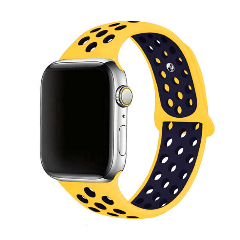 Apple Watch 42mm Uyumlu Kordon Silikon Esnek Yumuşak Delikli Spor KRD-02 Kayış