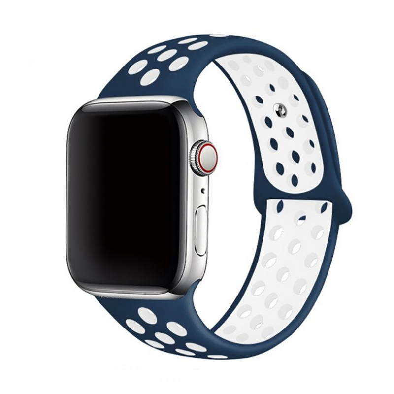 Apple Watch 38mm Uyumlu Kordon Silikon Esnek Yumuşak Delikli Spor KRD-02 Kayış