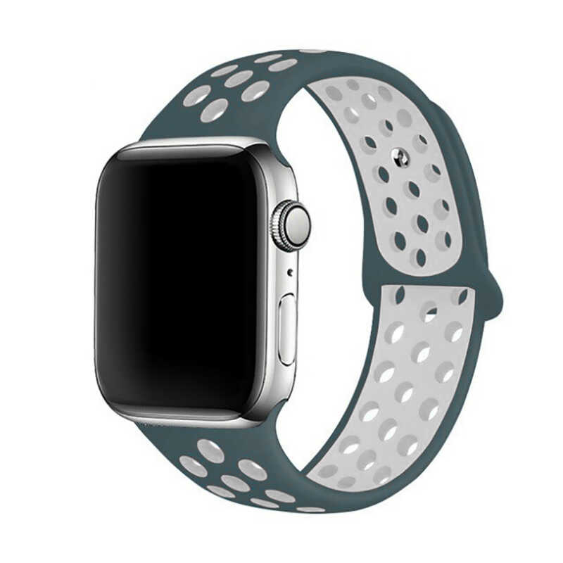 Apple Watch 38mm Uyumlu Kordon Silikon Esnek Yumuşak Delikli Spor KRD-02 Kayış