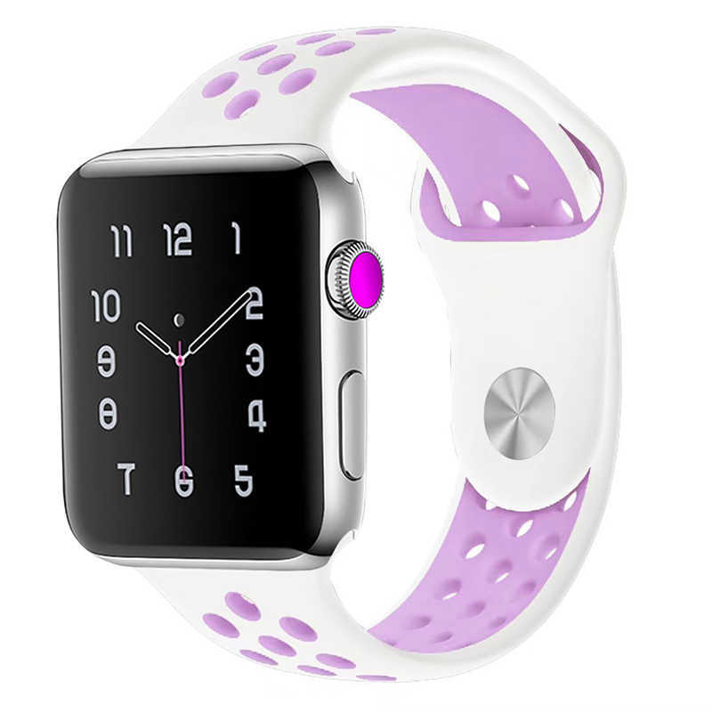 [RNZ-TA34071] Apple Watch 38mm Uyumlu Kordon Silikon Esnek Yumuşak Delikli Spor KRD-02 Kayış (NO5)