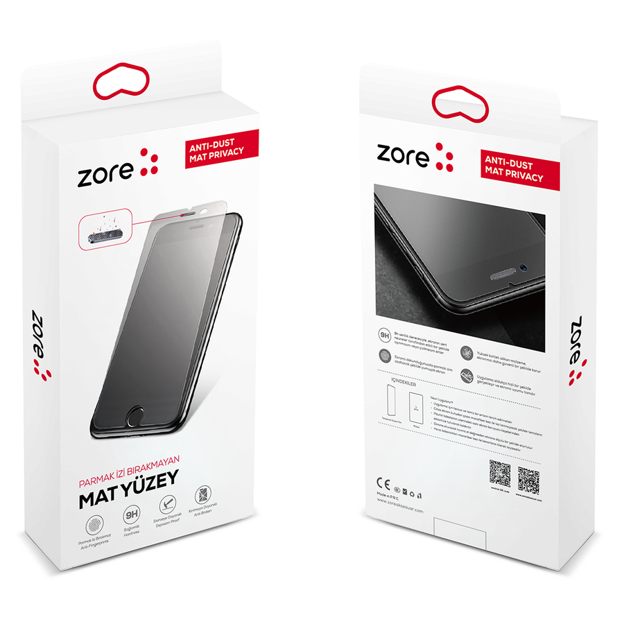 [RNZ-TA34257] Apple iPhone XR Uyumlu Zore Anti-Dust Mat Privacy Temperli Ekran Koruyucu