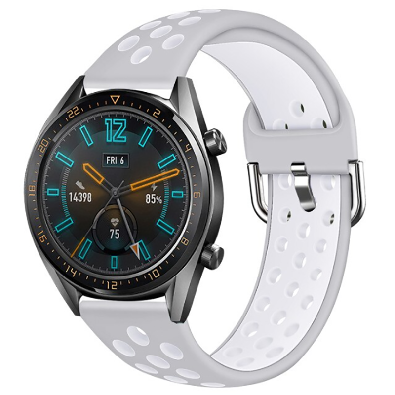 Huawei GT2 46mm 22mm Uyumlu Kordon Silikon Metal Başlıklı Esnek KRD-10 Kayış