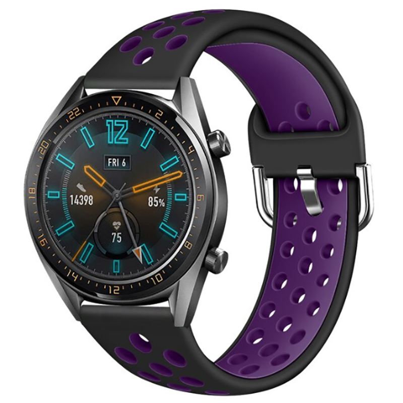 Huawei GT2 46mm 22mm Uyumlu Kordon Silikon Metal Başlıklı Esnek KRD-10 Kayış