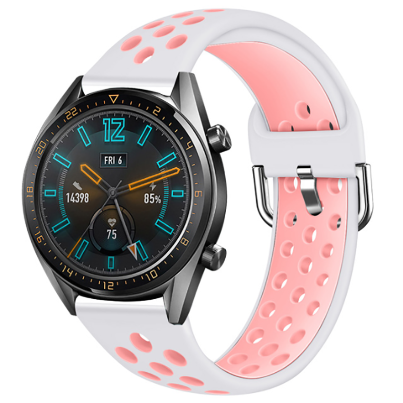 Huawei GT2 46mm 22mm Uyumlu Kordon Silikon Metal Başlıklı Esnek KRD-10 Kayış
