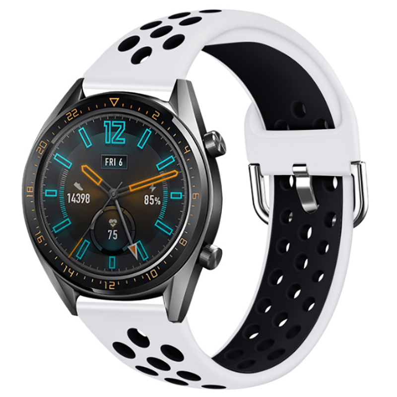 Huawei GT2 46mm 22mm Uyumlu Kordon Silikon Metal Başlıklı Esnek KRD-10 Kayış