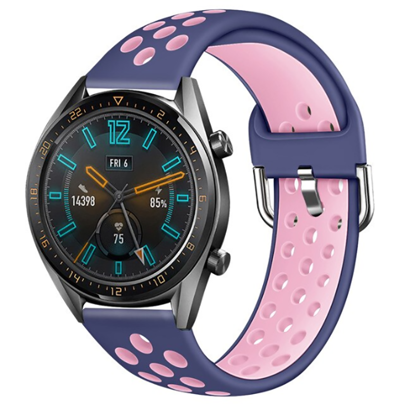 Huawei GT2 46mm 22mm Uyumlu Kordon Silikon Metal Başlıklı Esnek KRD-10 Kayış