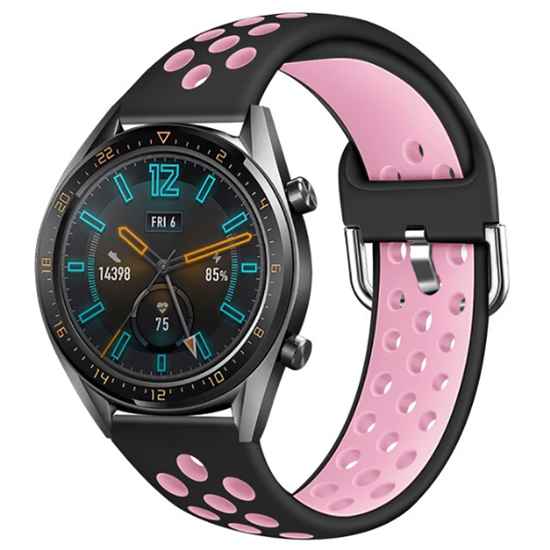 Huawei GT2 46mm 22mm Uyumlu Kordon Silikon Metal Başlıklı Esnek KRD-10 Kayış