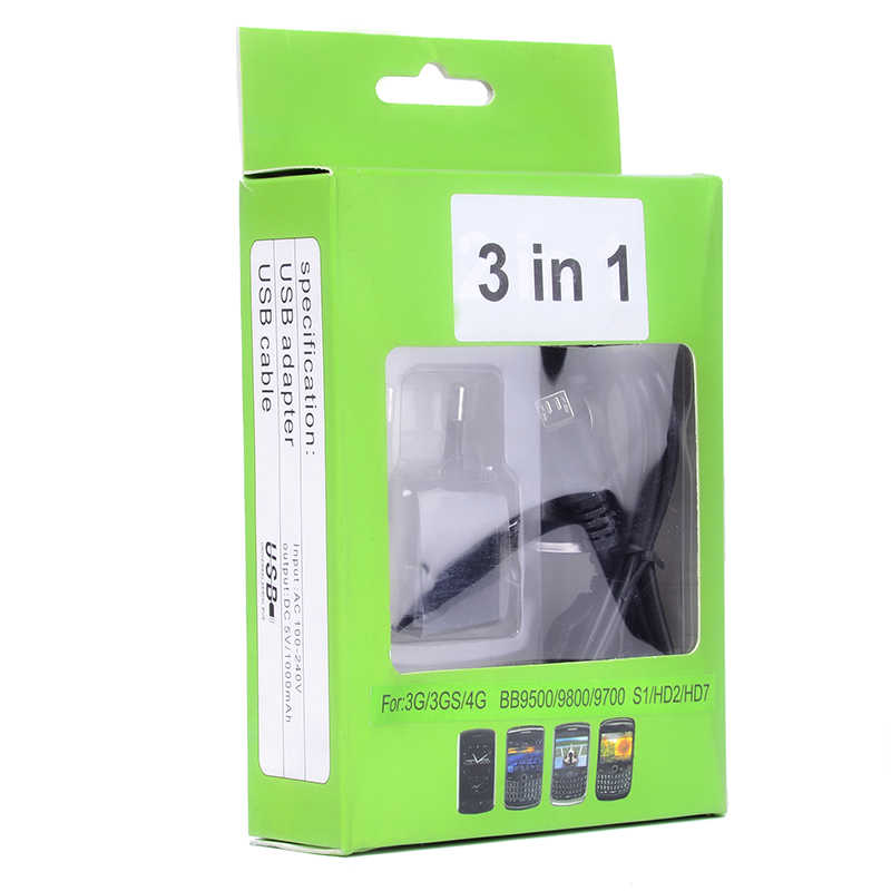 [RNZ-T11604] Zore Black Berry 3 in 1 Şarj Seti