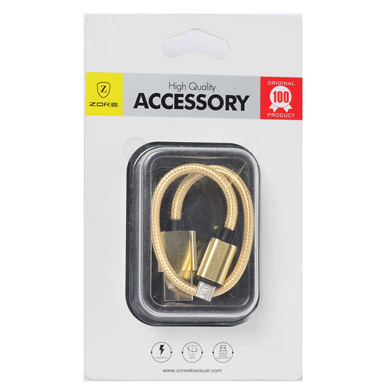 [RNZ-TA35579] Zore 30 Cm Halat Micro Usb Kablo (Gri)