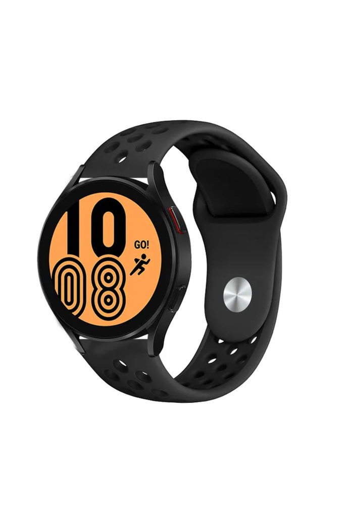 [RNZ-TA36052] Samsung Gear S2 (20mm) Uyumlu Kordon Silikon Esnek Yumuşak Delikli Spor KRD-02 Kayış (Siyah)