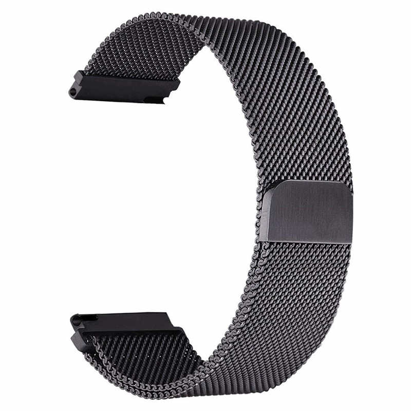 [RNZ-TA36061] Samsung Gear S2 (20mm) Uyumlu Kordon Hasır Metal Mıknatıslı Zore KRD-12 Kayış (Siyah)