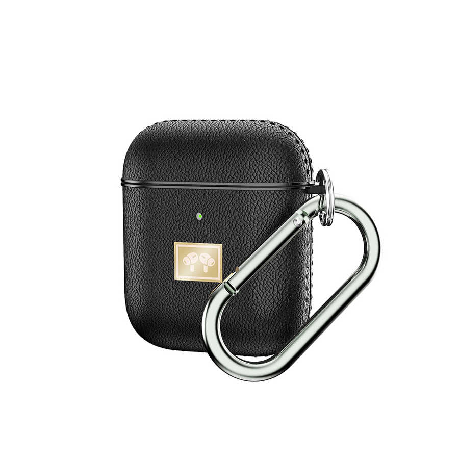 Apple Airpods Uyumlu Kılıf Deri Görünümlü Askı Aparatlı Wlons Kılıf