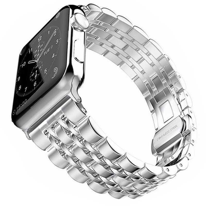 Apple Watch 40mm Uyumlu Kordon Metal Şerit Tasarımlı Luxury Paslanmaz KRD-14 Kayış