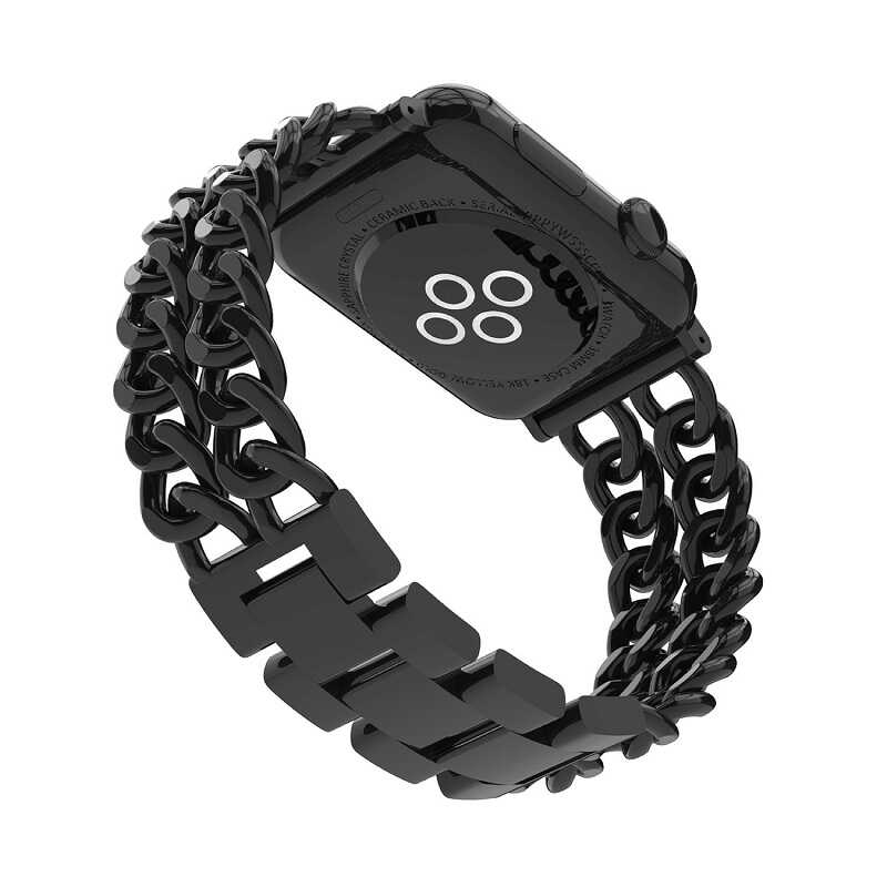 [RNZ-TA39518] ​​​Apple Watch 38mm Uyumlu Cowboy Metal Kordon (Siyah)