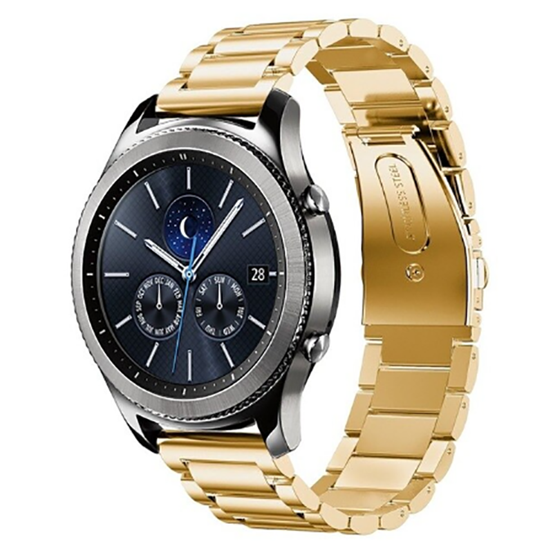 Samsung Gear S3 22mm Uyumlu Kordon Paslanmaz Metal Baklalı Tasarım KRD-04 Kayış