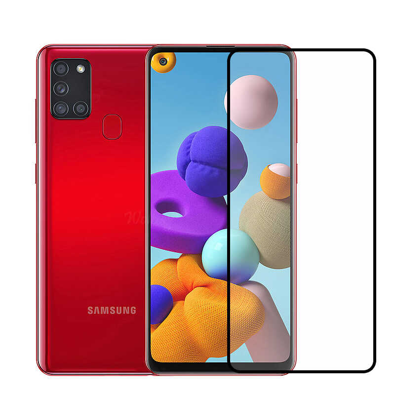 Samsung Galaxy A21S Uyumlu Zore Kenarları Kırılmaya Dayanıklı Cam Ekran Koruyucu