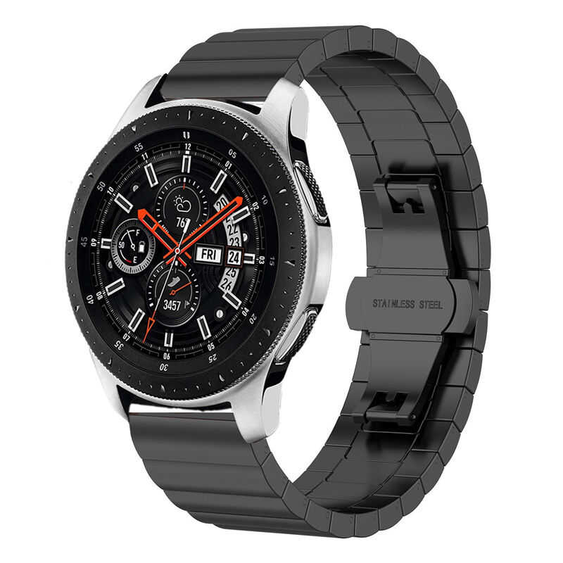 [RNZ-TA38955] Samsung Gear S3 22mm Uyumlu Kordon Metal Seramik Şık KRD-16 Kayış (Siyah)