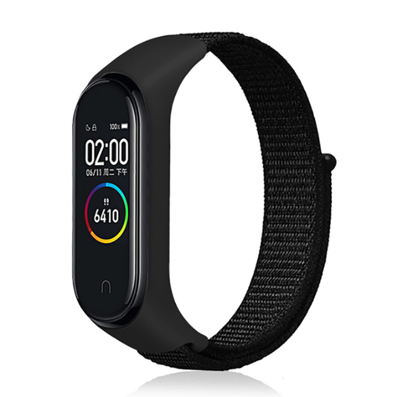 Xiaomi Mi Band 5 Uyumlu Kordon Hasır Örgü Cırt Cırtlı Terletmeyen Zore KRD-03 Kumaş Kayış