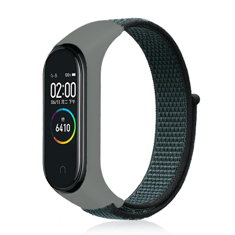 Xiaomi Mi Band 5 Uyumlu Kordon Hasır Örgü Cırt Cırtlı Terletmeyen Zore KRD-03 Kumaş Kayış