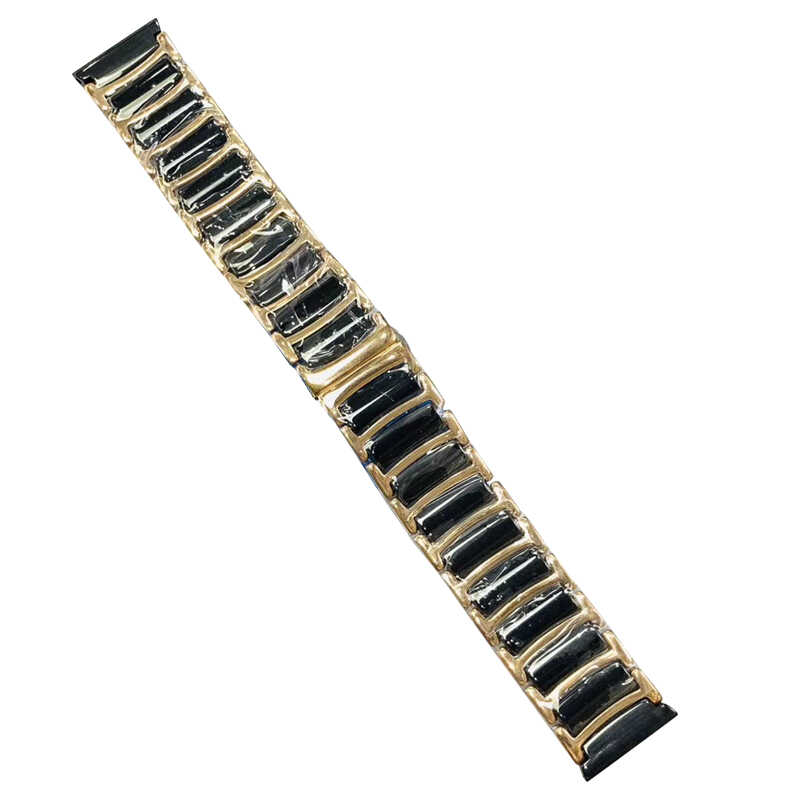 [RNZ-TA39255] Samsung Gear S3 22mm Uyumlu Seramik Metal Kordon (Siyah-Gold)