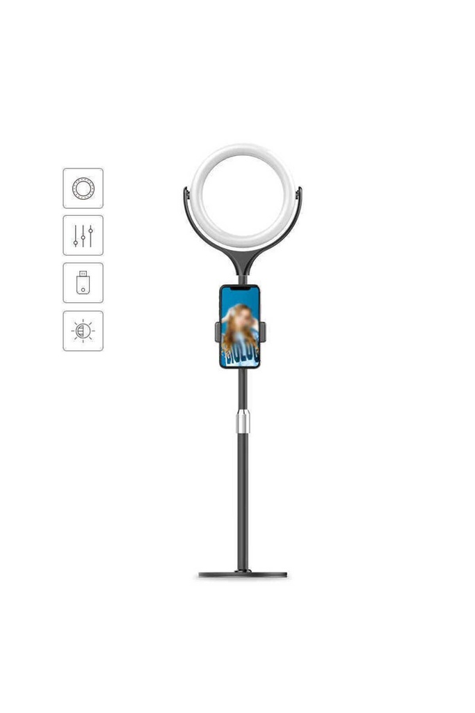 [RNZ-TA55240] Zore F-537 30 Cm Işıklı Telefon Tutucu Ring Light (Siyah)