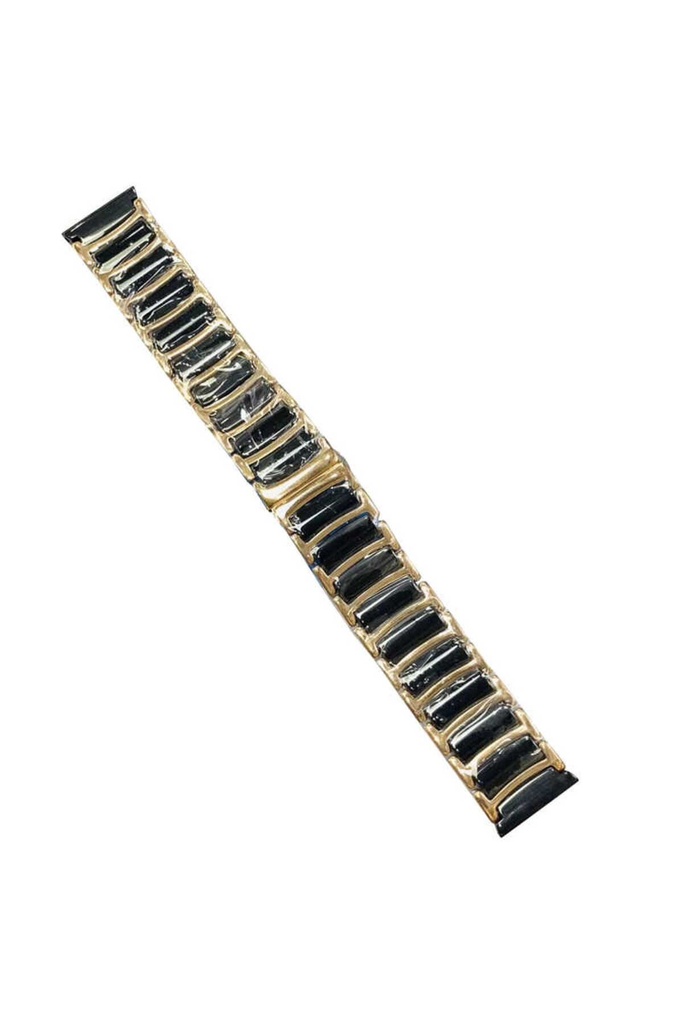 [RNZ-TA39259] Samsung Gear S2 (20mm) Uyumlu Seramik Metal Kordon (Siyah-Gold)