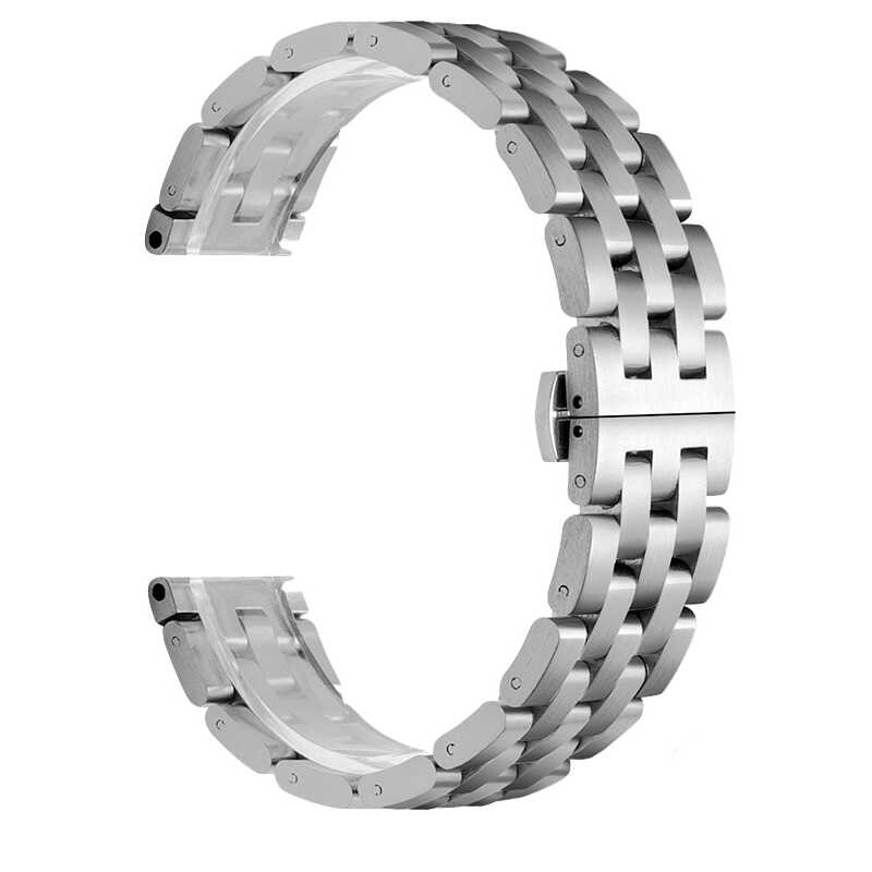Samsung Galaxy Watch 46mm Uyumlu 22mm Kordon Metal Geçmeli Paslanmaz KRD-20 Kayış