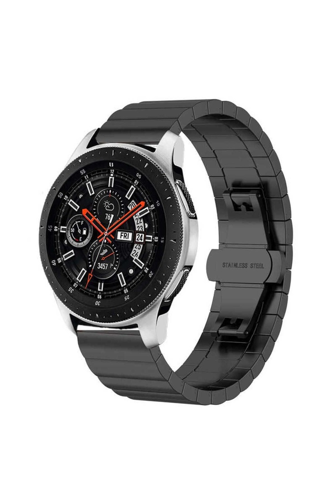 [RNZ-TA38963] Samsung Galaxy Watch 46mm Uyumlu 22mm Kordon Metal Seramik Şık KRD-16 Kayış (Siyah)