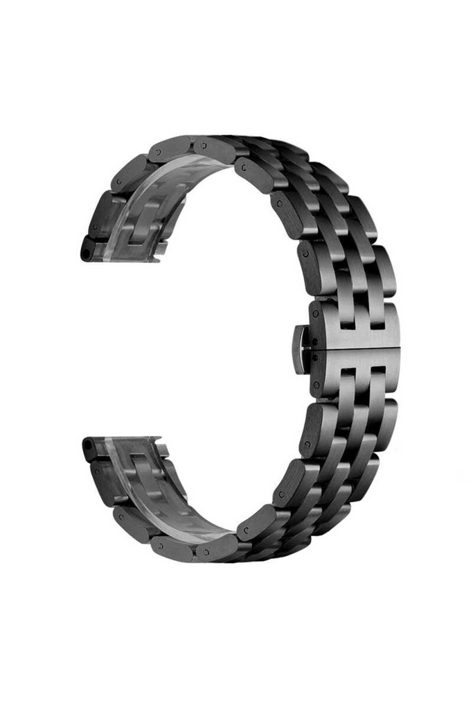 [RNZ-TA39046] Samsung Gear S2 (20mm) Uyumlu Kordon Metal Geçmeli Paslanmaz KRD-20 Kayış (Siyah)