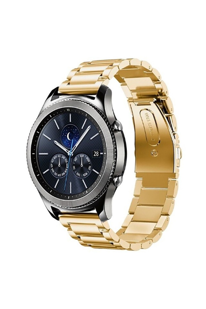 Samsung Gear S2 (20mm) Uyumlu Kordon Paslanmaz Metal Baklalı Tasarım KRD-04 Kayış