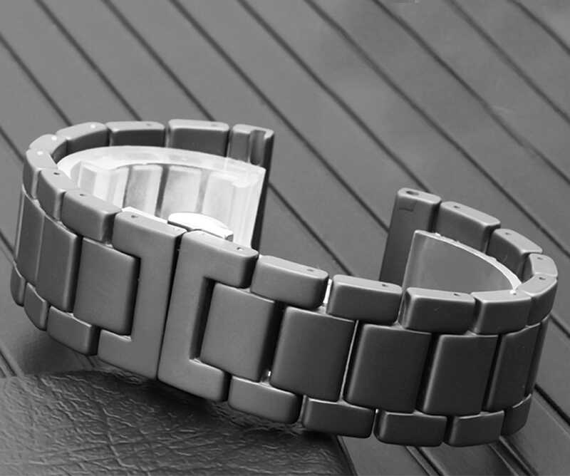 [RNZ-TA39286] ​​Samsung Galaxy Watch 46mm (22mm) Uyumlu Mat Seramik Metal Kordon (Siyah)
