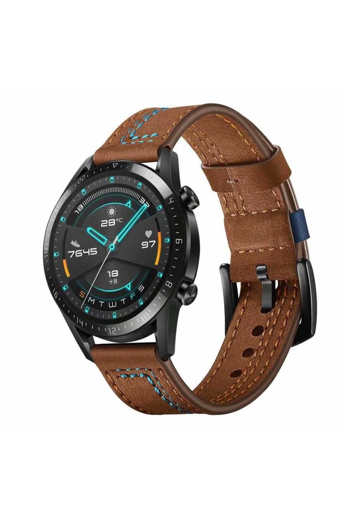 Samsung Gear S2 (20mm) Uyumlu Kordon Deri Dikişli Luxury KRD-19 Kayış