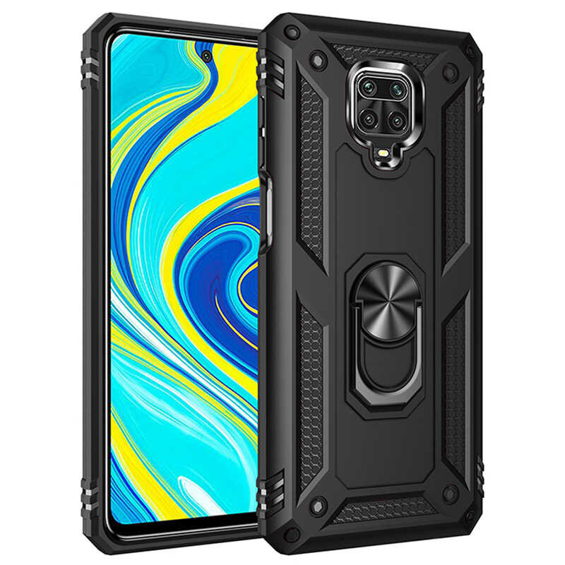 [RNZ-TA39442] Xiaomi Redmi Note 9S Uyumlu Kılıf Zore Vega Kapak (Siyah)
