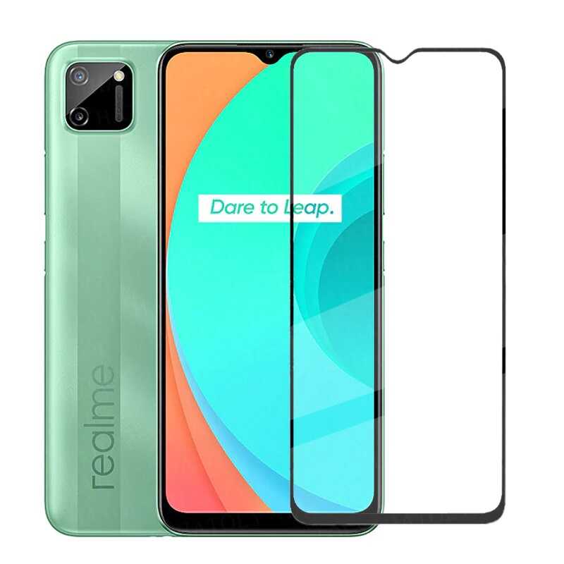 Realme C11 Uyumlu Zore Kenarları Kırılmaya Dayanıklı Cam Ekran Koruyucu
