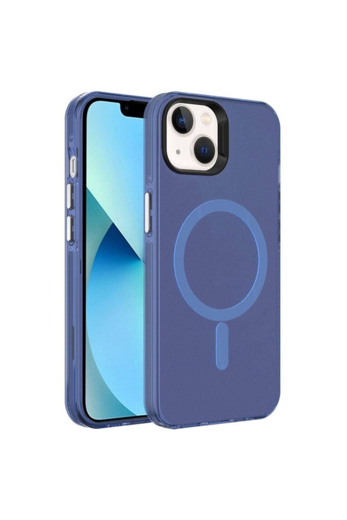 Apple iPhone 15 Plus Uyumlu Kılıf Zore M-safe Şarj Özellikli Buzlu Transparan C-Pro Sert Kapak
