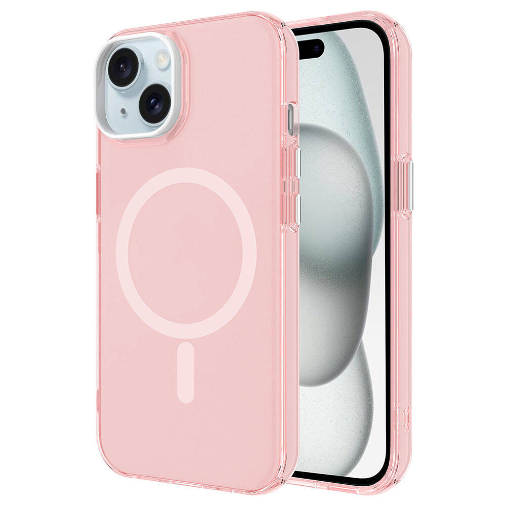 Apple iPhone 15 Plus Uyumlu Kılıf Zore M-safe Şarj Özellikli Buzlu Transparan C-Pro Sert Kapak