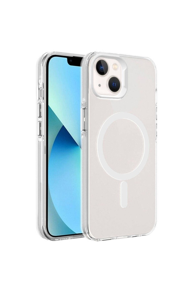 Apple iPhone 15 Plus Uyumlu Kılıf Zore M-safe Şarj Özellikli Buzlu Transparan C-Pro Sert Kapak