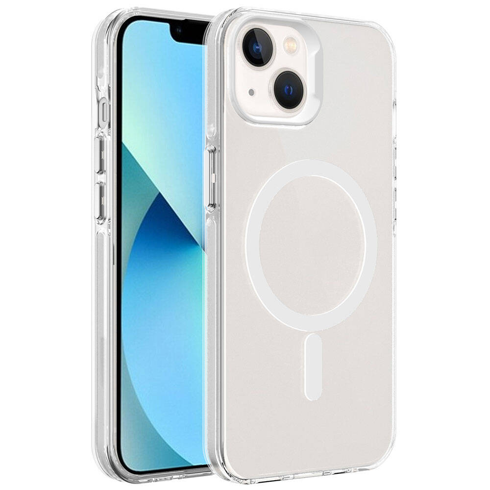 Apple iPhone 15 Plus Uyumlu Kılıf Zore M-safe Şarj Özellikli Buzlu Transparan C-Pro Sert Kapak