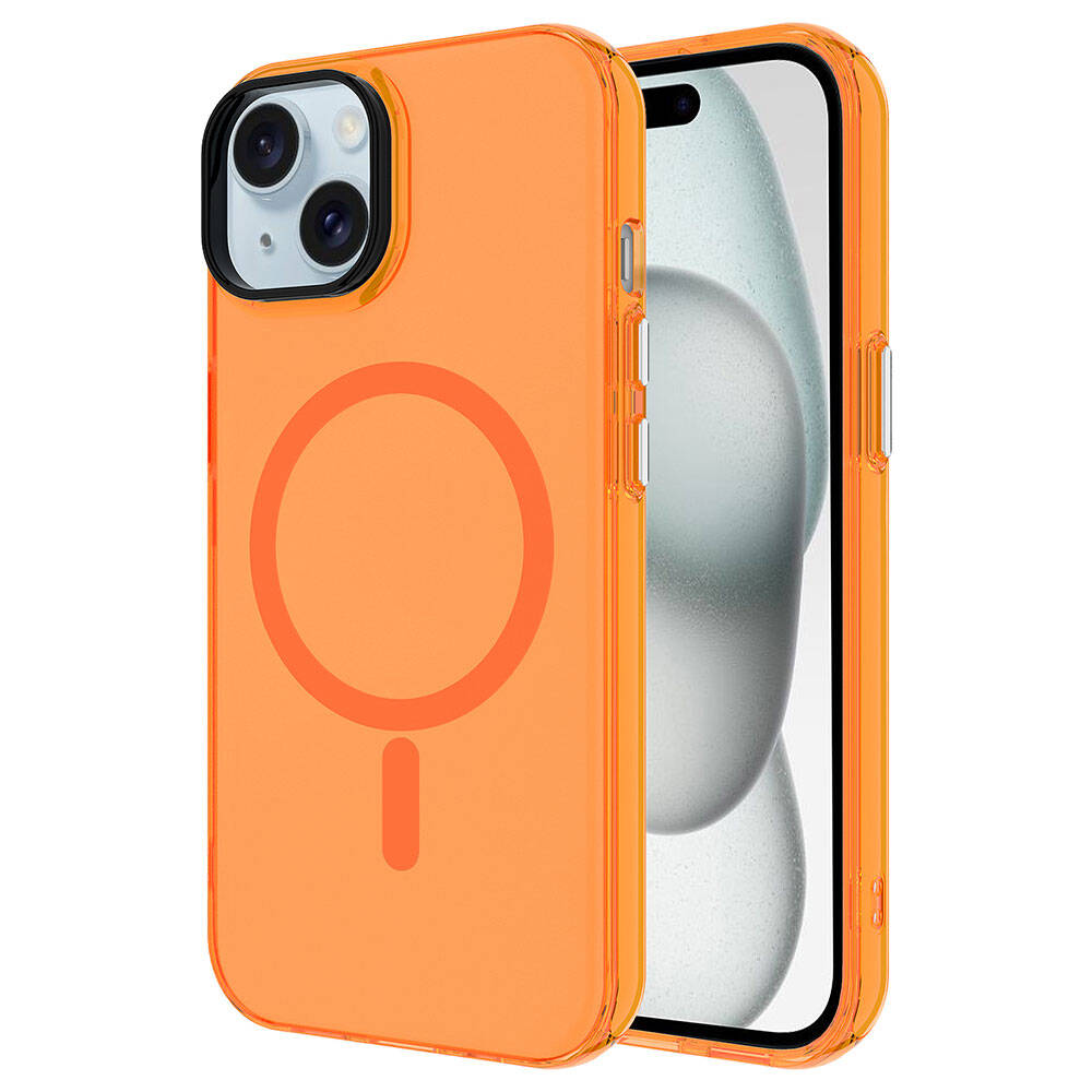 Apple iPhone 15 Plus Uyumlu Kılıf Zore M-safe Şarj Özellikli Buzlu Transparan C-Pro Sert Kapak