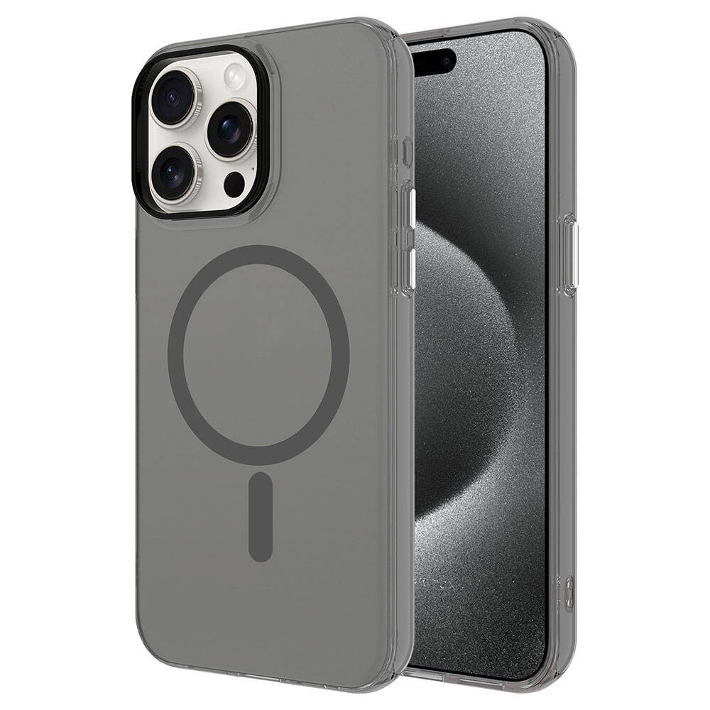 Apple iPhone 15 Pro Max Uyumlu Kılıf Zore M-safe Şarj Özellikli Buzlu Transparan C-Pro Sert Kapak