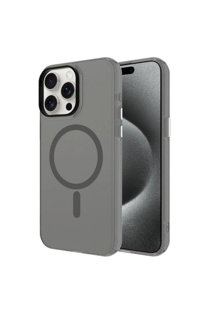 Apple iPhone 15 Pro Max Uyumlu Kılıf Zore M-safe Şarj Özellikli Buzlu Transparan C-Pro Sert Kapak